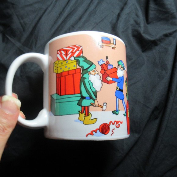 Vintage Sakura Sue Zipkin 1994 elf mug Christmas elf scenes - Picture 5 of 13